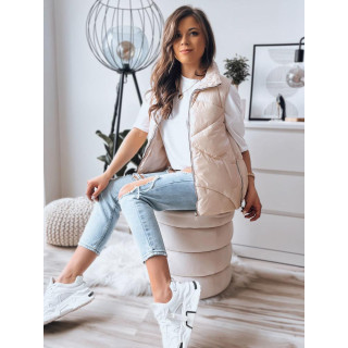 Fényes, bézs steppelt mellény