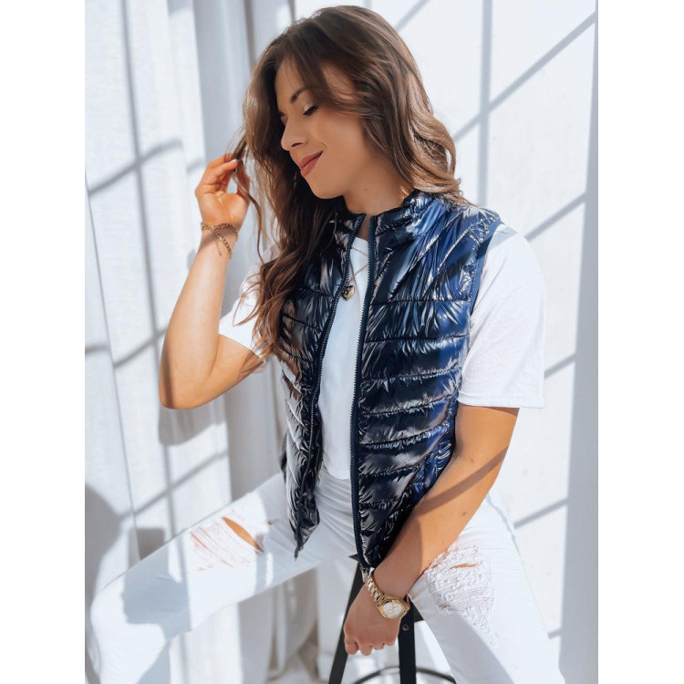 Sötétkék színű, viaszos női mellény