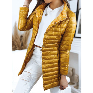 Hosszabb, steppelt női kabát, sárga színben