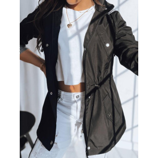 Fekete átmeneti parka, kapucnival