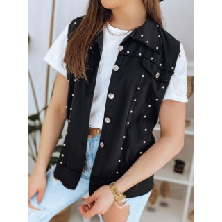 Fekete  női mellény, ezüst gyöngyökkel