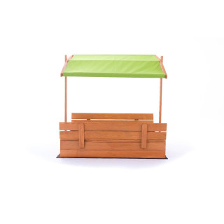 Fából készült homokozó, zöld tetővel - 140x140 cm