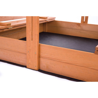 Fából készült homokozó, zöld tetővel - 140x140 cm