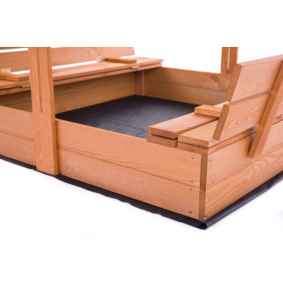 Fából készült homokozó, zöld tetővel - 140x140 cm