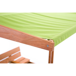 Fából készült homokozó, zöld tetővel - 140x140 cm