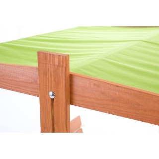 Fából készült homokozó, zöld tetővel - 140x140 cm