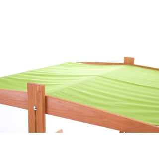 Fából készült homokozó, zöld tetővel - 140x140 cm