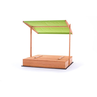 Fából készült homokozó, zöld tetővel - 140x140 cm