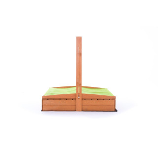 Fából készült homokozó, zöld tetővel - 140x140 cm