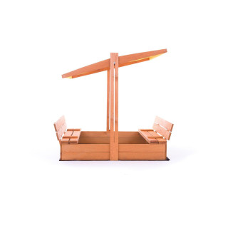 Fából készült homokozó, sárga tetővel - 140x140 cm