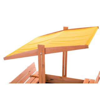 Fából készült homokozó, sárga tetővel - 140x140 cm