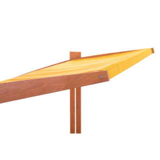 Fából készült homokozó, sárga tetővel - 140x140 cm