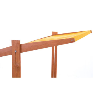 Fából készült homokozó, sárga tetővel - 140x140 cm