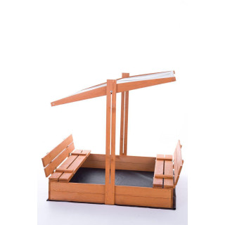 Fából készült homokozó, szürke tetővel - 120x120 cm