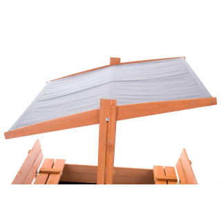 Fából készült homokozó, szürke tetővel - 120x120 cm