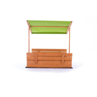 Fából készült homokozó, zöld tetővel - 120x120 cm