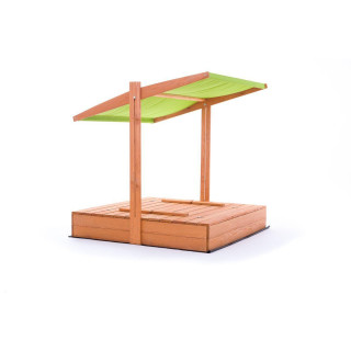 Fából készült homokozó, zöld tetővel - 120x120 cm