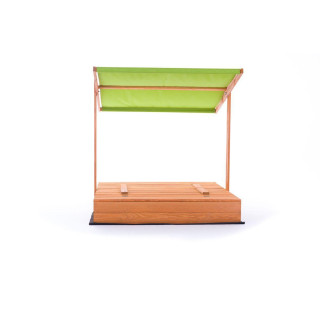 Fából készült homokozó, zöld tetővel - 120x120 cm