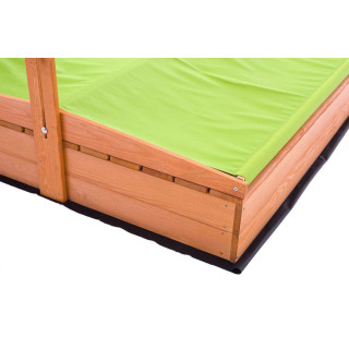 Fából készült homokozó, zöld tetővel - 120x120 cm