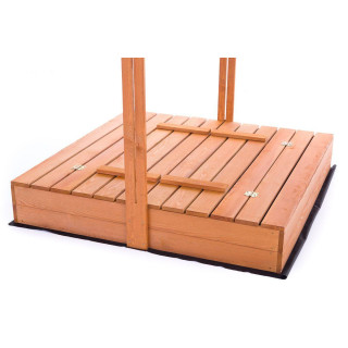 Fából készült homokozó, zöld tetővel - 120x120 cm