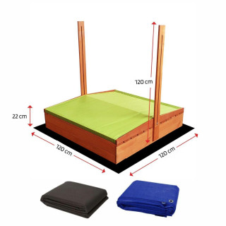 Fából készült homokozó, zöld tetővel - 120x120 cm