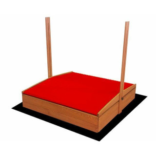 Fa homokozó, piros tetővel - 120x120 cm