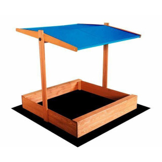 Fa homokozó, kék tetővel - 120x120 cm
