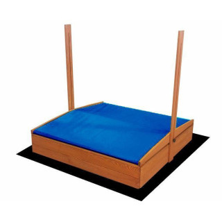 Fa homokozó, kék tetővel - 120x120 cm