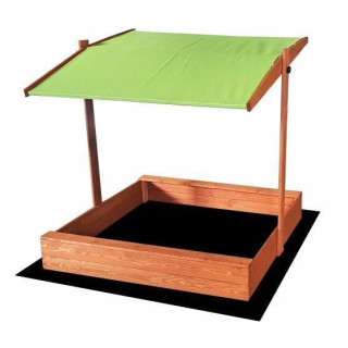Fa homokozó, zöld tetővel - 120x120 cm