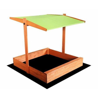 Fa homokozó, zöld tetővel - 120x120 cm