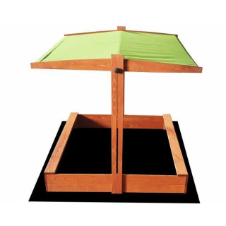 Fa homokozó, zöld tetővel - 120x120 cm
