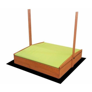 Fa homokozó, zöld tetővel - 120x120 cm