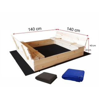 Zárható gyerek homokozó padokkal - 140x140 cm