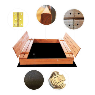 Zárható gyerek homokozó padokkal - 140x140 cm