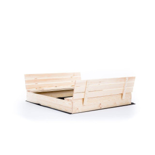 Zárható gyerek homokozó, padokkal - 120x120 cm