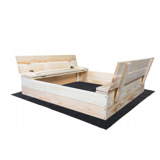 Zárható gyerek homokozó, padokkal - 100x100 cm