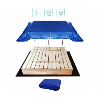 Zárható gyerek homokozó, padokkal - 100x100 cm