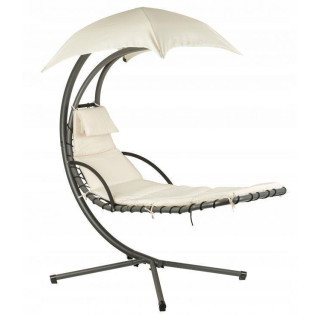 Függő, bézs színű nyugágy, baldachinnal