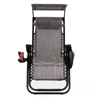 Szürke színű, kerti nyugágy, napellenzővel