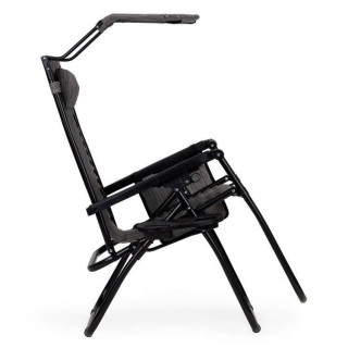 Szürke színű, kerti nyugágy, napellenzővel