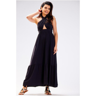 Női, hosszú fekete ruha, nyitott háttal