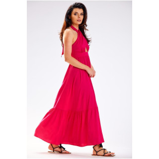 Női, hosszú rózsaaszín ruha, nyitott háttal