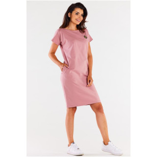 Rózsaszín nyári ruha, rövid ujjal