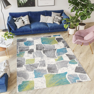 Modern szőnyeg, szürke és zöld színben