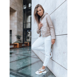 Bézs színű, női steppelt kabát