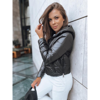 Fekete színű, női steppelt kabát