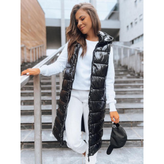 Hosszú, fényes, fekete női mellény