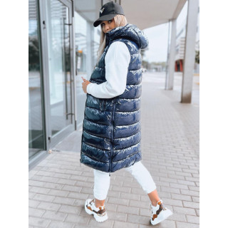 Hosszú, kék női mellény