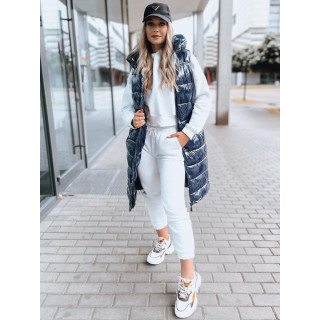 Hosszú, kék női mellény