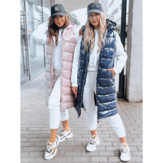 Hosszú, kék női mellény